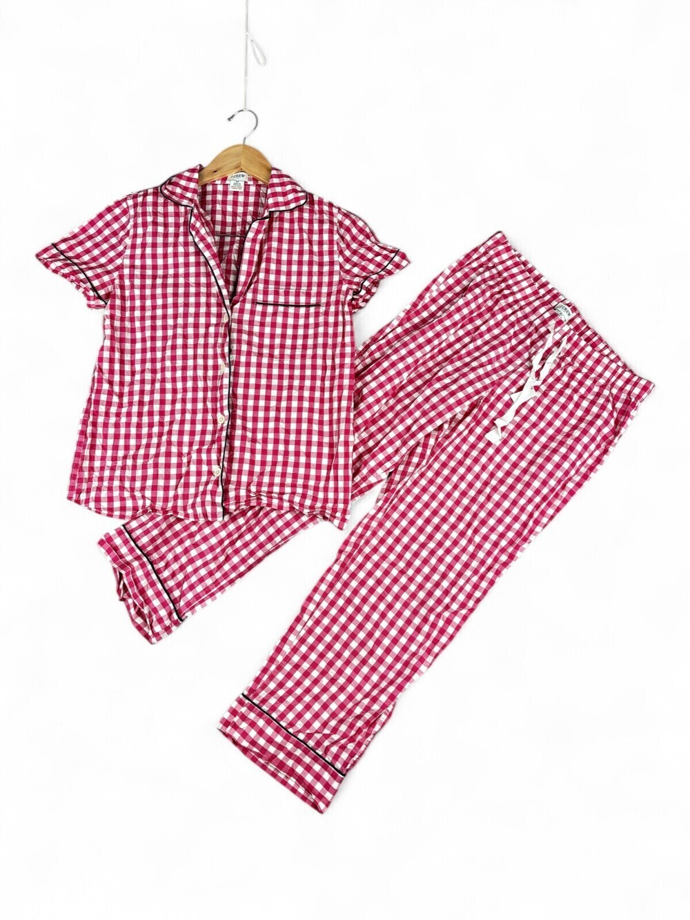 J.Crew Pink Gingham Pajama Set Short Sleeve & Pants XS